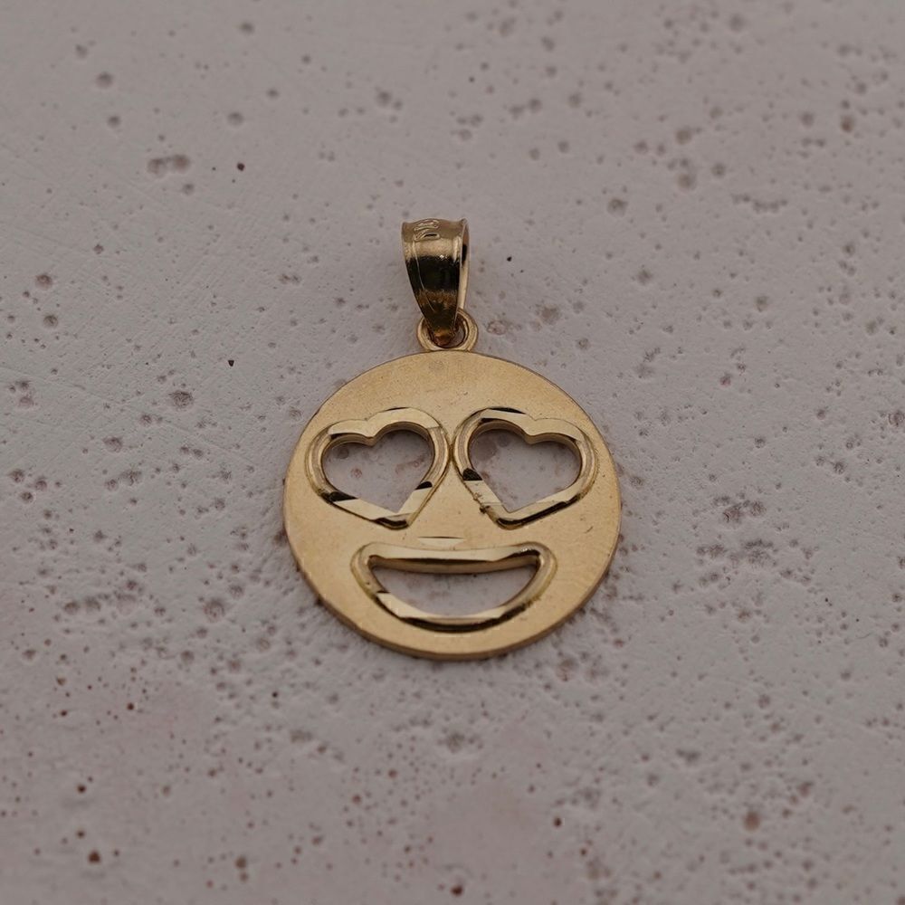 14k Solid Yellow Gold Emoji Love Pendant | Emoji Love charm | Birthday Gift |
